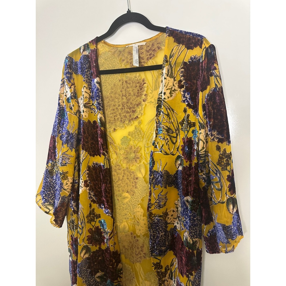 Floreat x Anthropologie Aurelia Velvet Burnout Floral Kimono O/S Hippie Boho Top - Picture 3 of 16